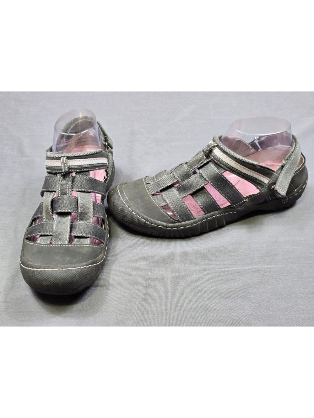 JBU Womens Olympia Water Ready Sandals 7.5 Textile/Vegan Upper Gray/Pink
